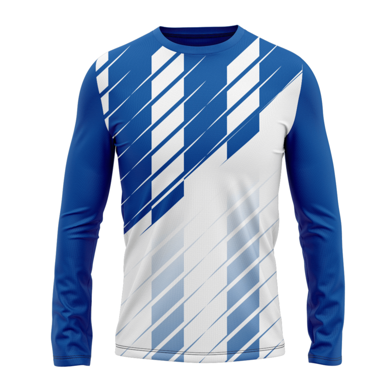 Koszulka sportowa longsleeve #49 Biało-niebieska Struktura